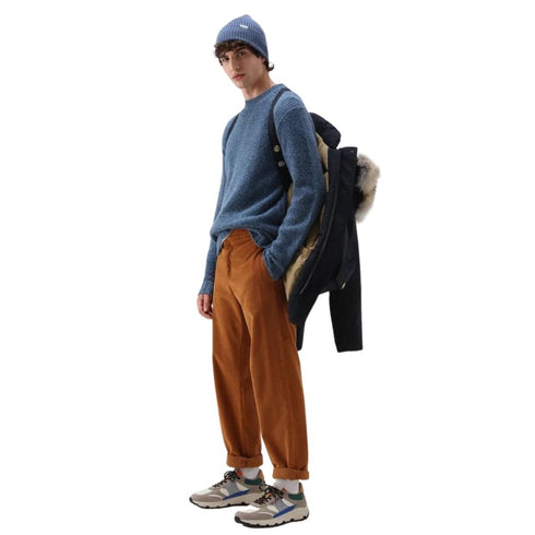 Parka Uomo Arctic Anorak con pelliccia e tracolla interna Blu WOOLRICH- Francavilla Moda